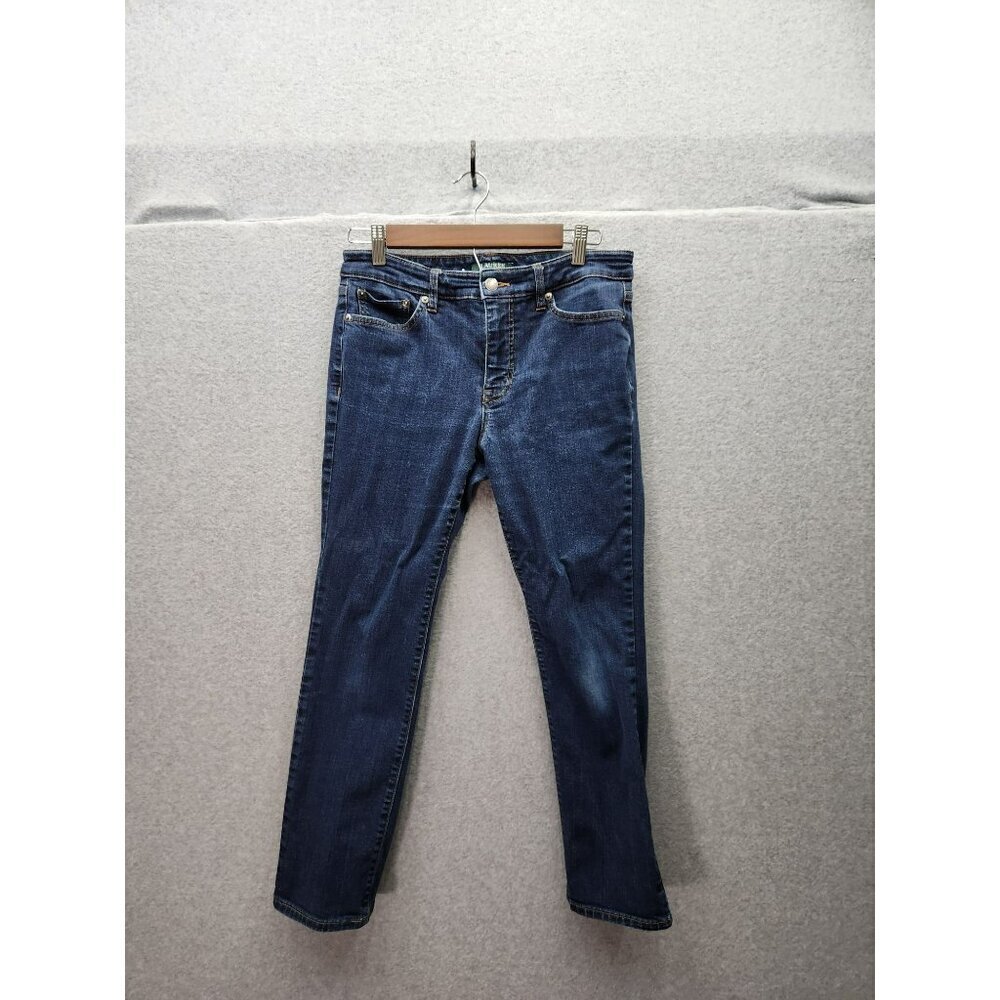 Lauren Ralph Lauren Womens Premier Straight Jeans Dark Wash Denim